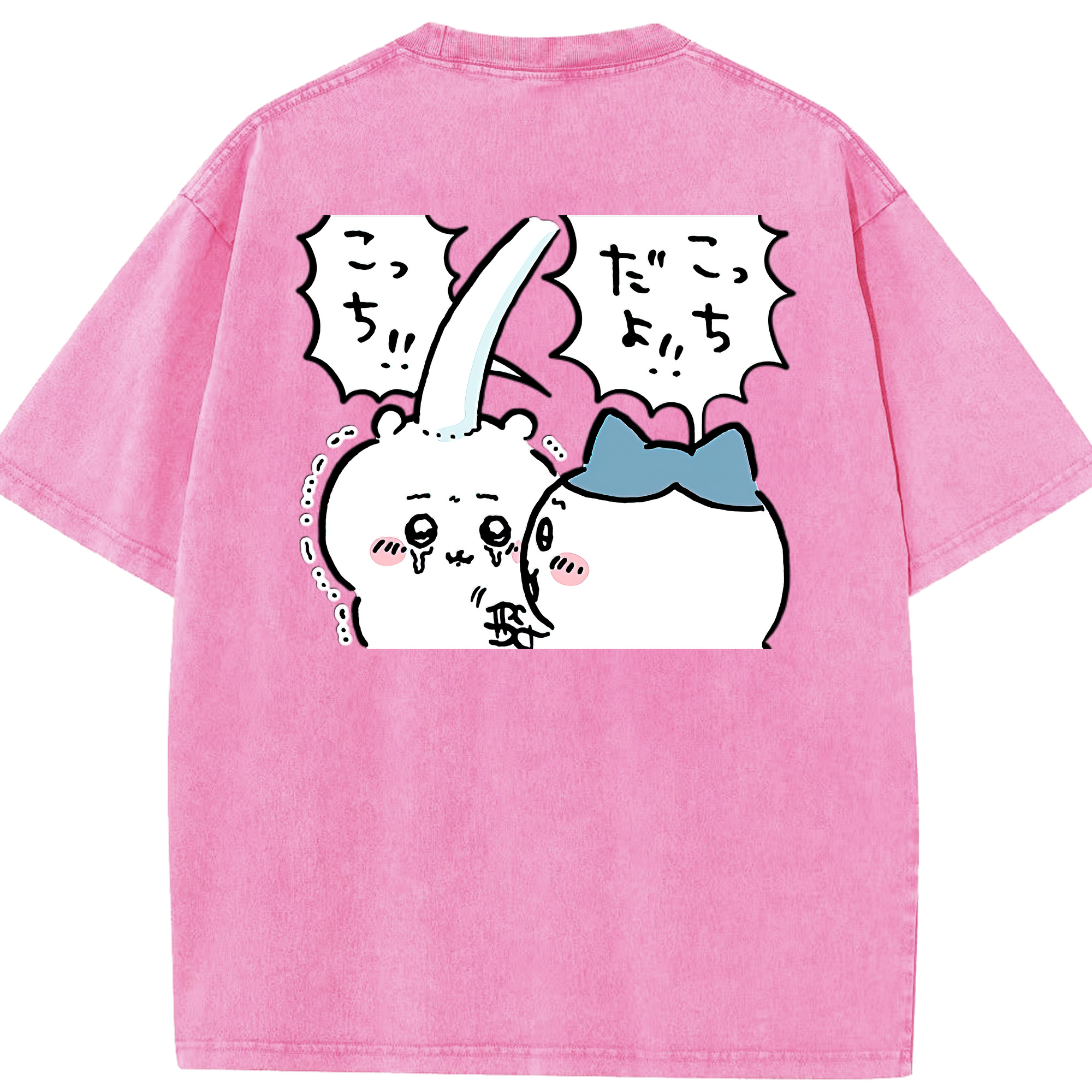 （画像用） ちいかわ ハチワレ Chii-kawa hachiware 綿100% ヴィンテージ風 半袖Tシャツ（背面プリント）